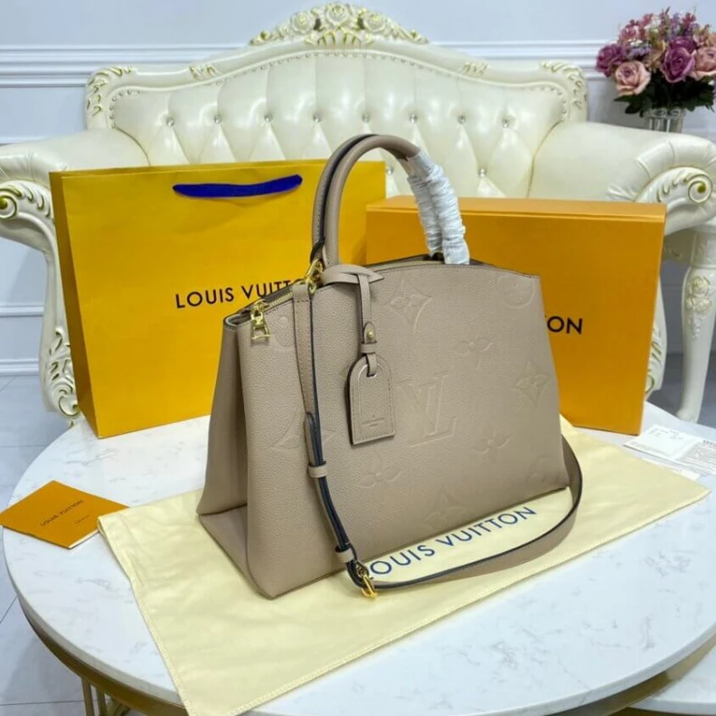 Lv belts replica Both chic Louis Vuitton Monogram Empreinte Grand Palais Tourterelle