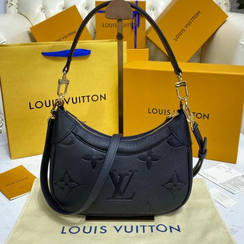 Mythick.ru Tonal mic Louis Vuitton Monogram Empreinte Leather Bagatelle Black