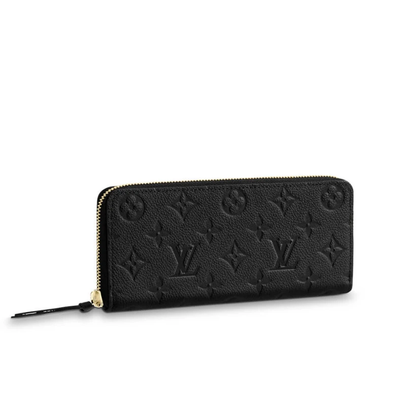 Supple gr Louis Vuitton Monogram Empreinte Leather Clemence Wallet Black