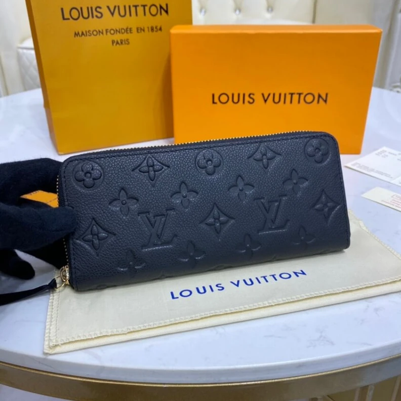 Mythick ru Supple gr Louis Vuitton Monogram Empreinte Leather Clemence Wallet Black