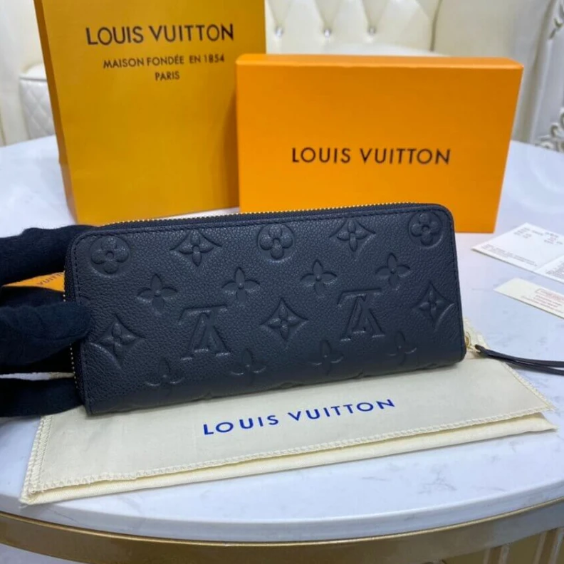 Mythick ru Supple gr Louis Vuitton Monogram Empreinte Leather Clemence Wallet Black