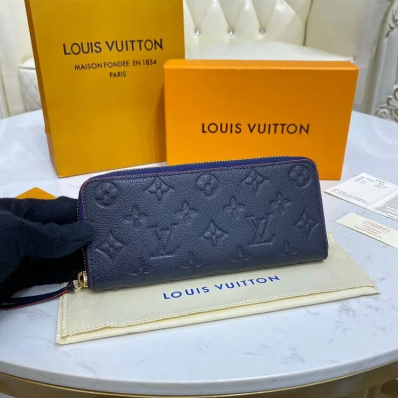 Lv belts replica Goldcolor Louis Vuitton Monogram Empreinte Leather Clemence Wallet M69415