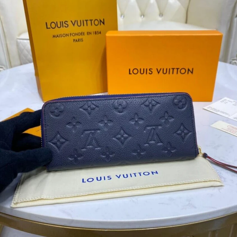 Lv belts replica Goldcolor Louis Vuitton Monogram Empreinte Leather Clemence Wallet M69415