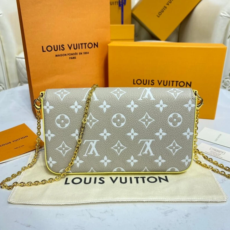 Replica bags lv Chain:Rem Louis Vuitton Monogram Empreinte Leather Felicie Pochette