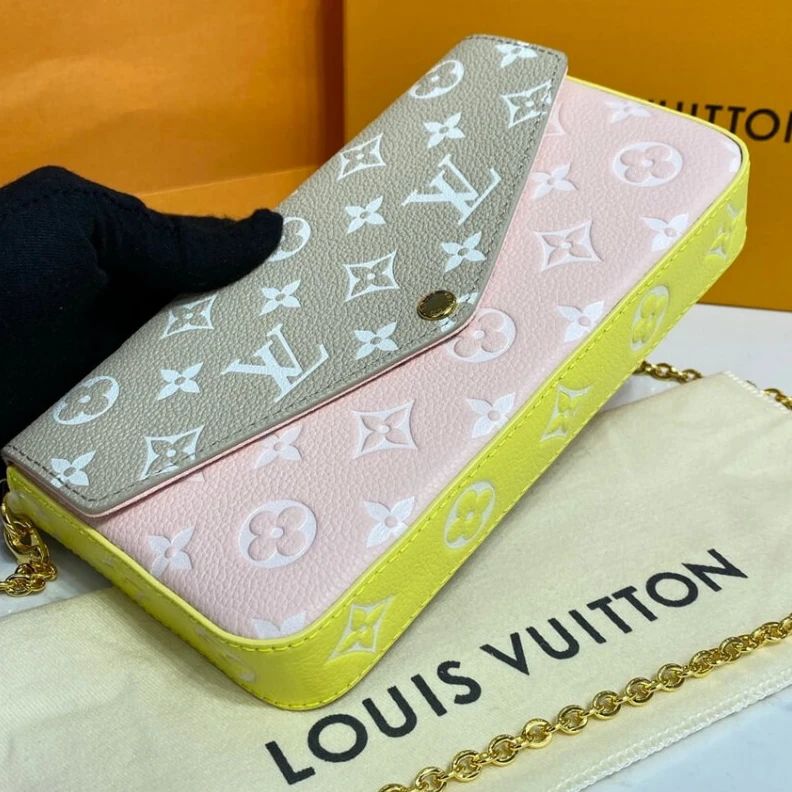 Replica bags lv Chain:Rem Louis Vuitton Monogram Empreinte Leather Felicie Pochette