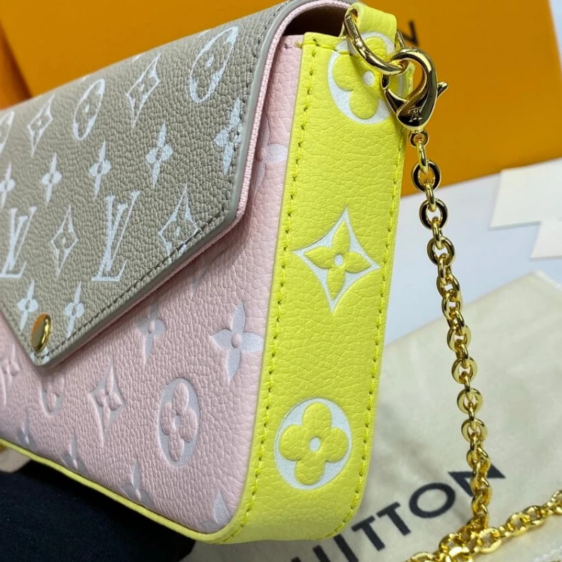 Replica bags lv Chain:Rem Louis Vuitton Monogram Empreinte Leather Felicie Pochette