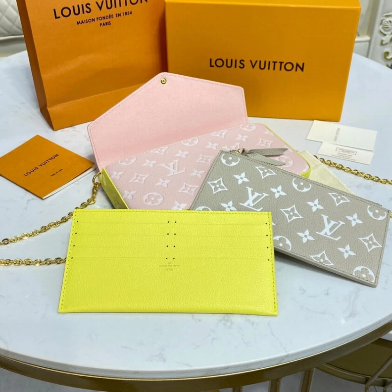 Replica bags lv Chain:Rem Louis Vuitton Monogram Empreinte Leather Felicie Pochette