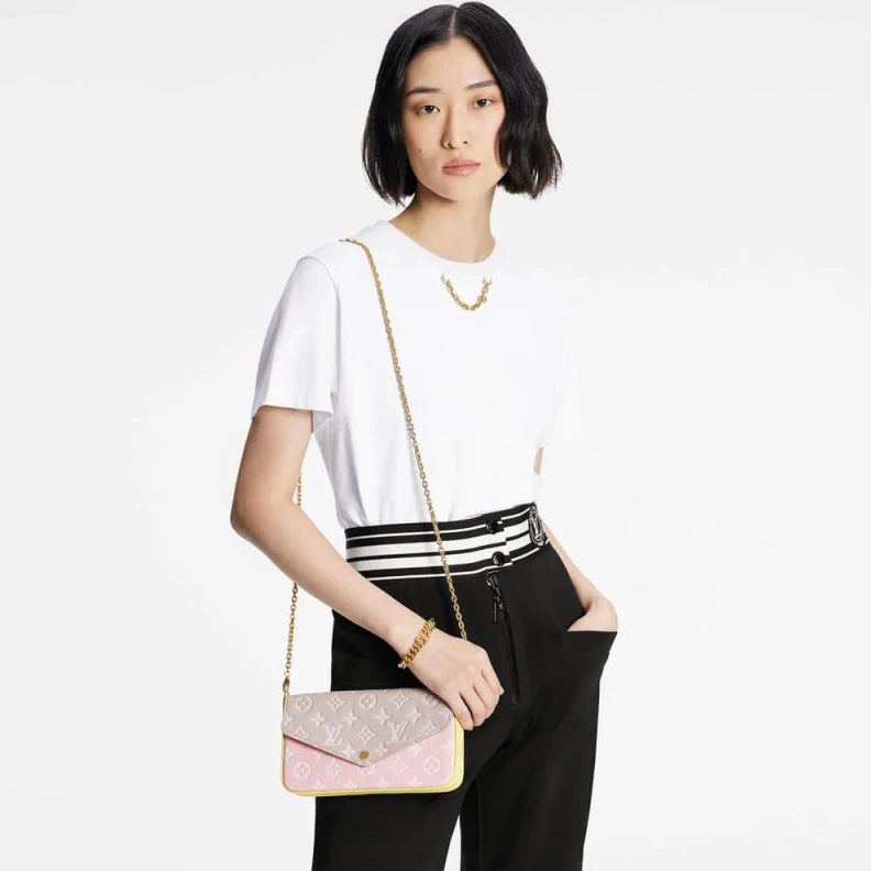 Replica bags lv Chain:Rem Louis Vuitton Monogram Empreinte Leather Felicie Pochette