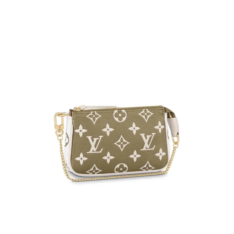 Monogram Louis Vuitton Monogram Empreinte Leather Mini Pochette Accessoires Khaki