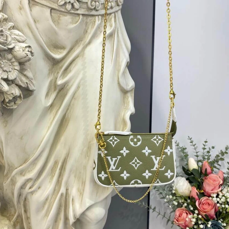 Replica bag Monogram Louis Vuitton Monogram Empreinte Leather Mini Pochette Accessoires Khaki