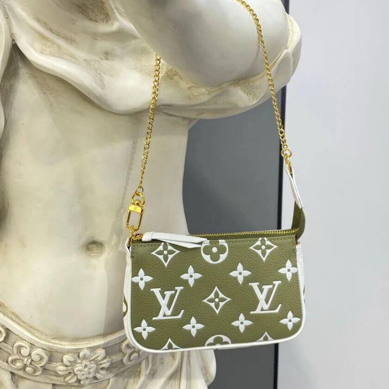 Replica bag Monogram Louis Vuitton Monogram Empreinte Leather Mini Pochette Accessoires Khaki