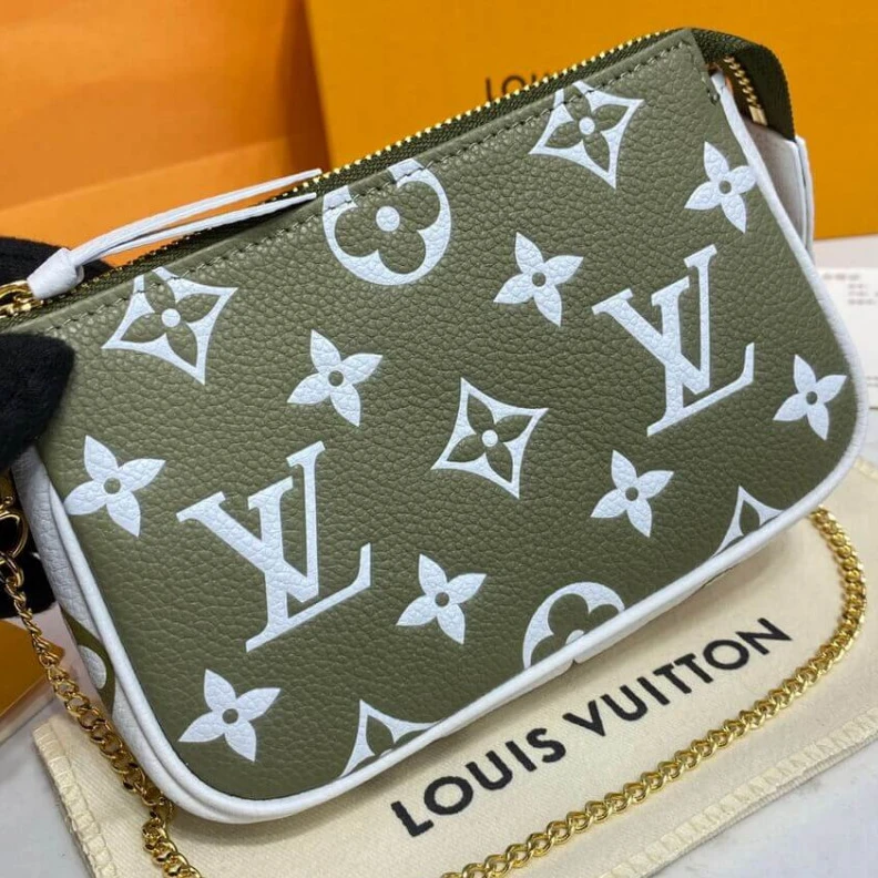 Replica bag Monogram Louis Vuitton Monogram Empreinte Leather Mini Pochette Accessoires Khaki