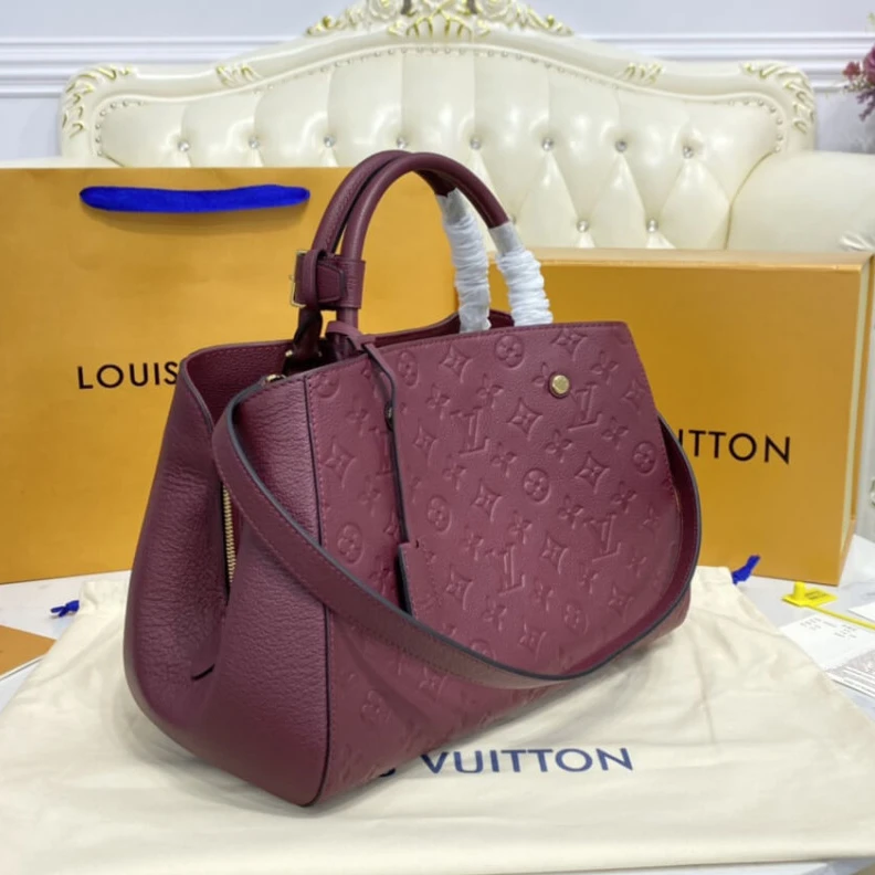Replica bags lv Key bell Louis Vuitton Monogram Empreinte Leather Montaigne MM Burgundy