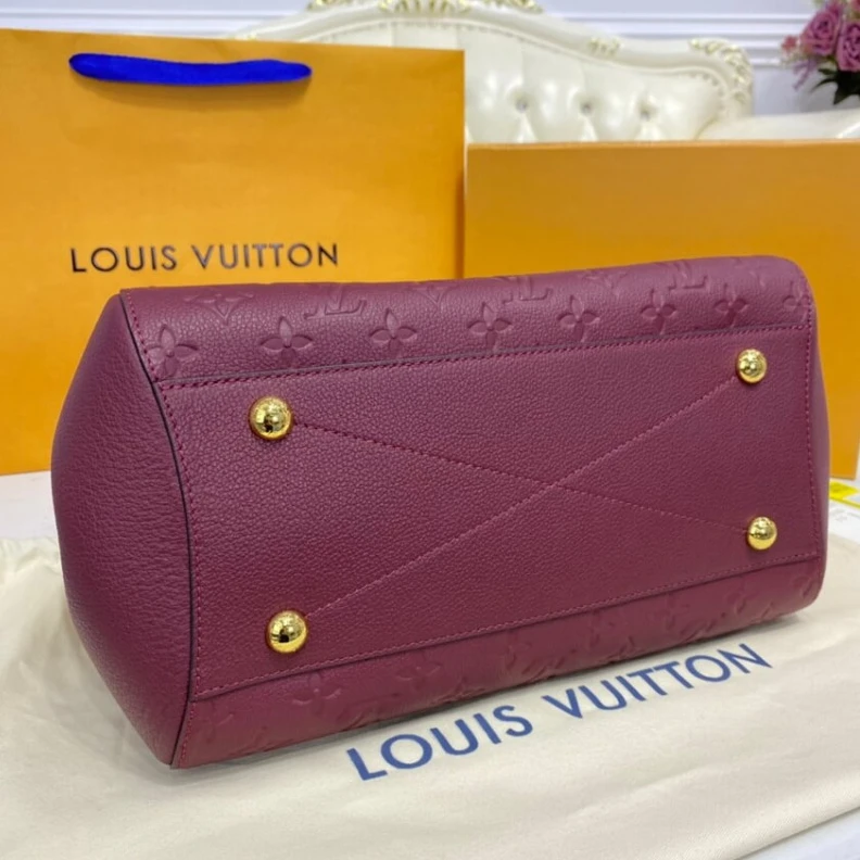 Replica bags lv Key bell Louis Vuitton Monogram Empreinte Leather Montaigne MM Burgundy