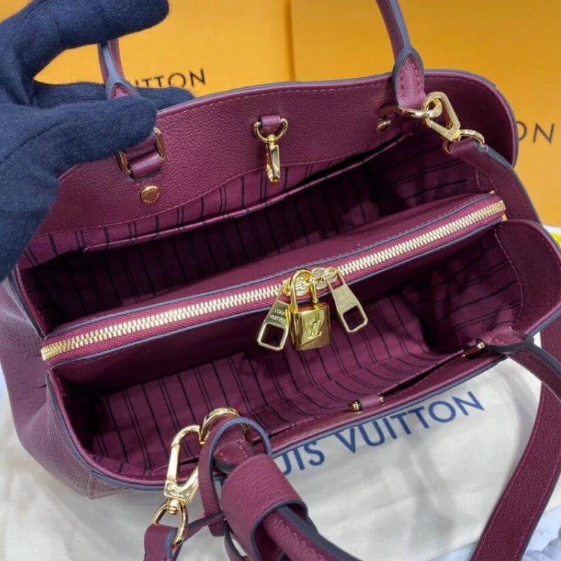 Replica bags lv Key bell Louis Vuitton Monogram Empreinte Leather Montaigne MM Burgundy