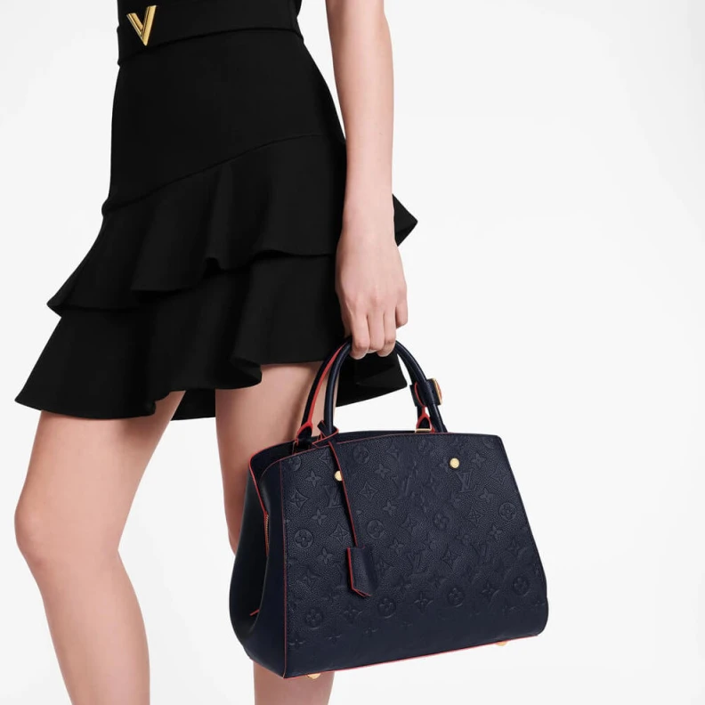 Replica bags lv 2 wide co LV Monogram Empreinte Leather Montaigne MM Marine Rouge