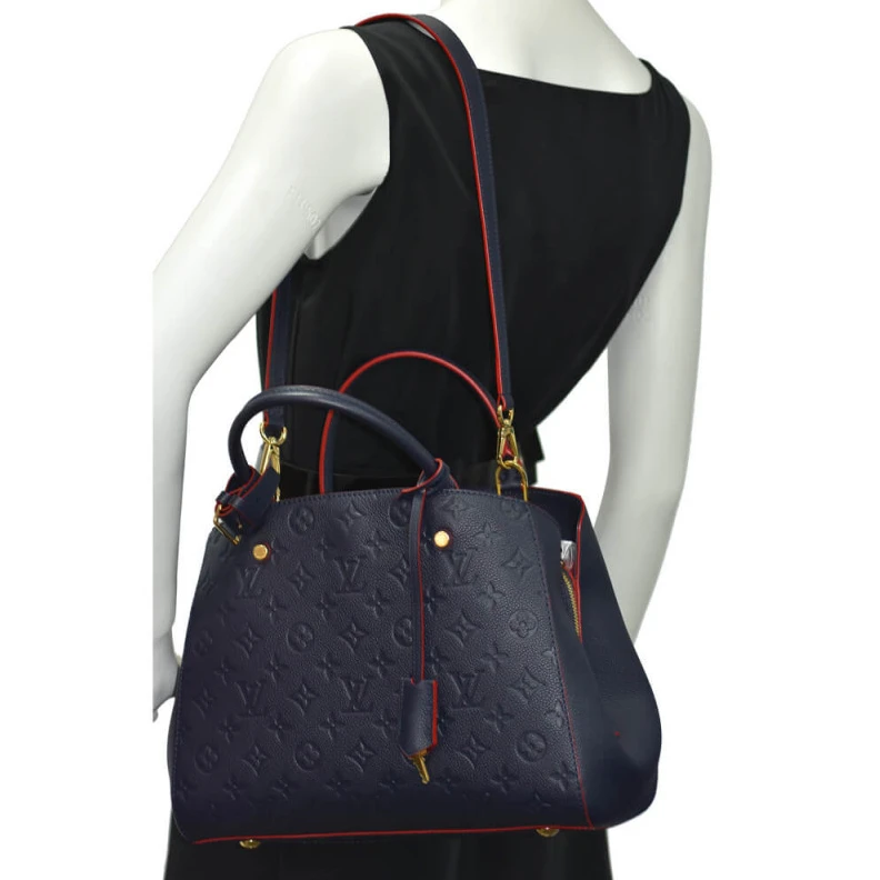 Replica bags lv 2 wide co LV Monogram Empreinte Leather Montaigne MM Marine Rouge