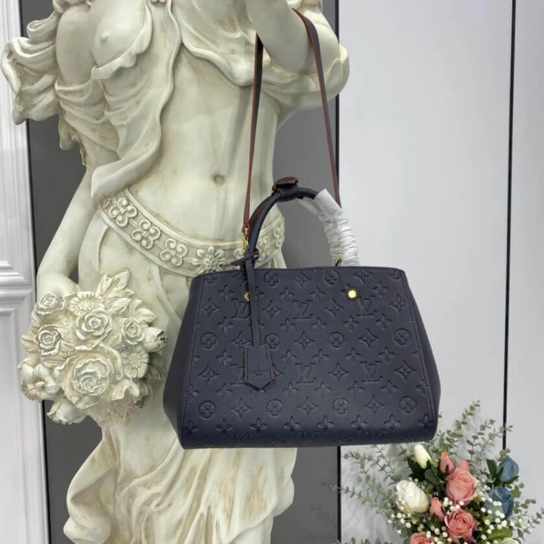 Replica bags lv 2 wide co LV Monogram Empreinte Leather Montaigne MM Marine Rouge