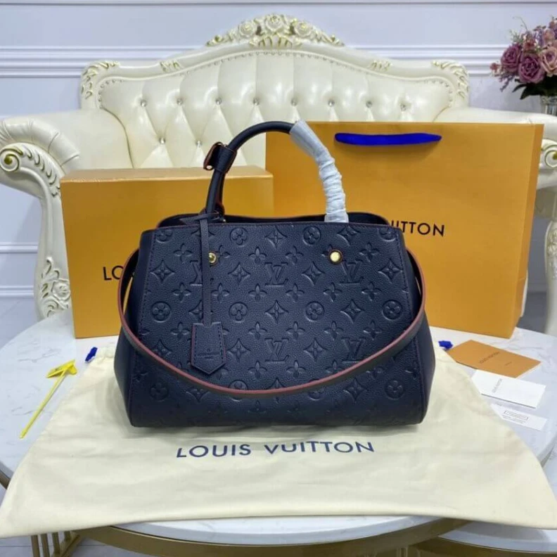 Replica bags lv 2 wide co LV Monogram Empreinte Leather Montaigne MM Marine Rouge