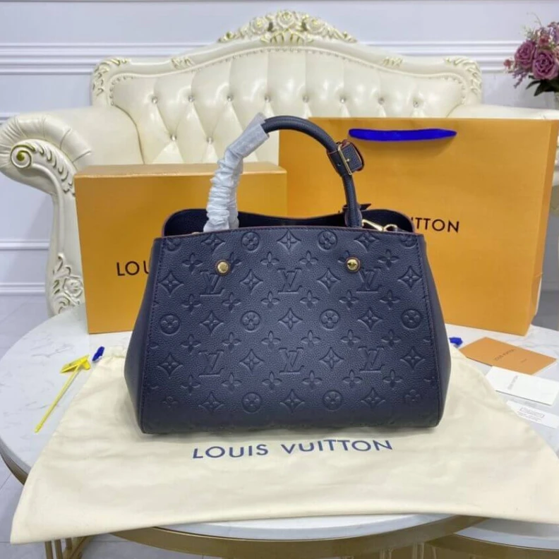 Replica bags lv 2 wide co LV Monogram Empreinte Leather Montaigne MM Marine Rouge