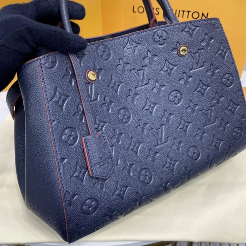 Replica bags lv 2 wide co LV Monogram Empreinte Leather Montaigne MM Marine Rouge