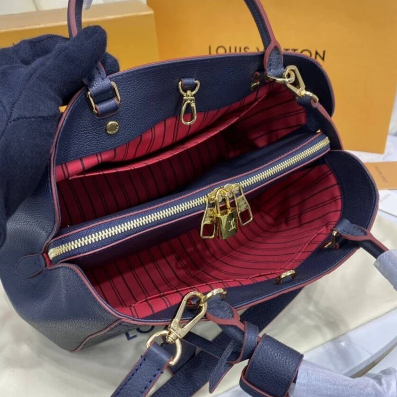 Replica bags lv 2 wide co LV Monogram Empreinte Leather Montaigne MM Marine Rouge