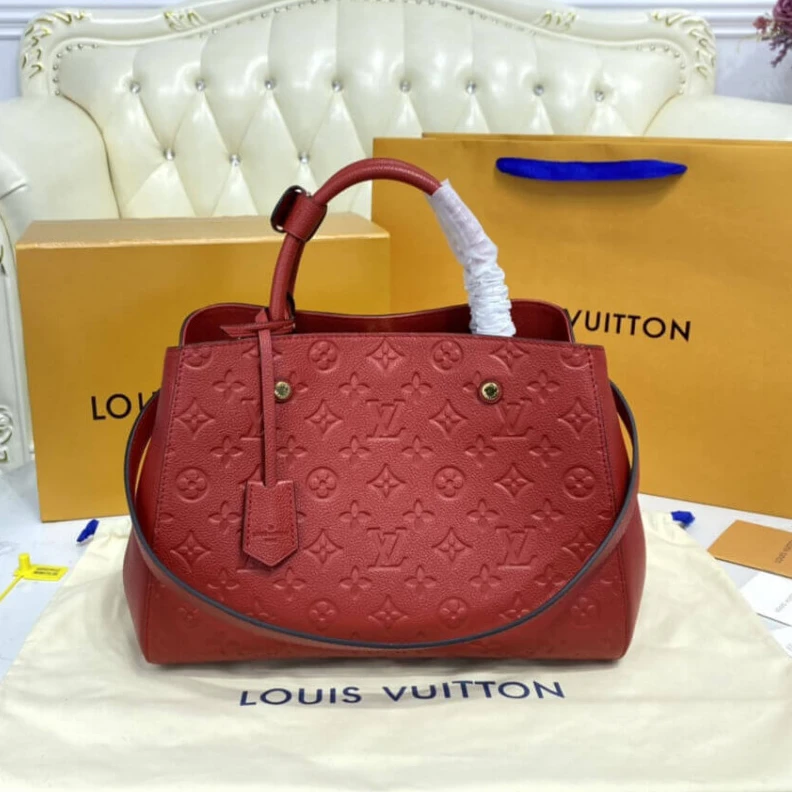 Replica bags lv Key bell Louis Vuitton Monogram Empreinte Leather Montaigne MM Red