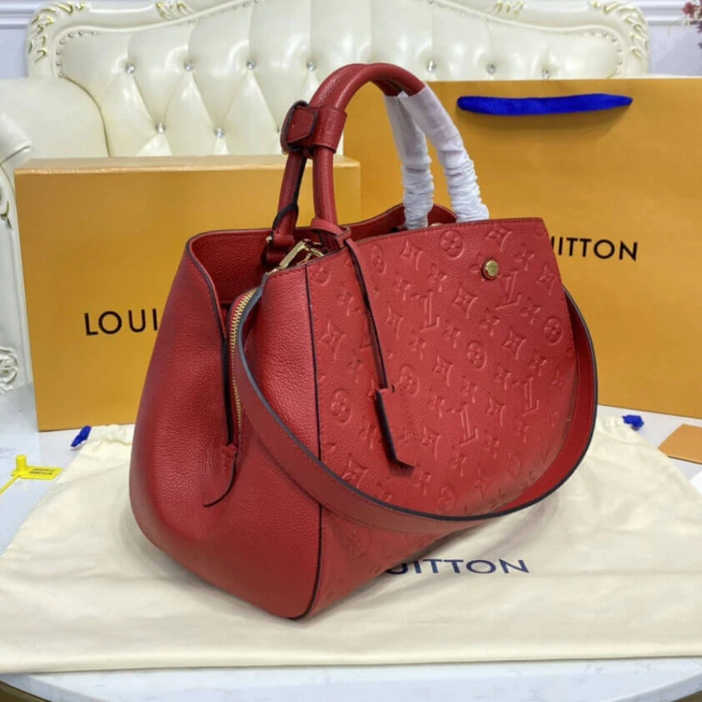 Replica bags lv Key bell Louis Vuitton Monogram Empreinte Leather Montaigne MM Red