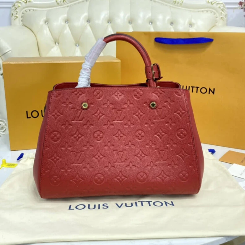 Replica bags lv Key bell Louis Vuitton Monogram Empreinte Leather Montaigne MM Red