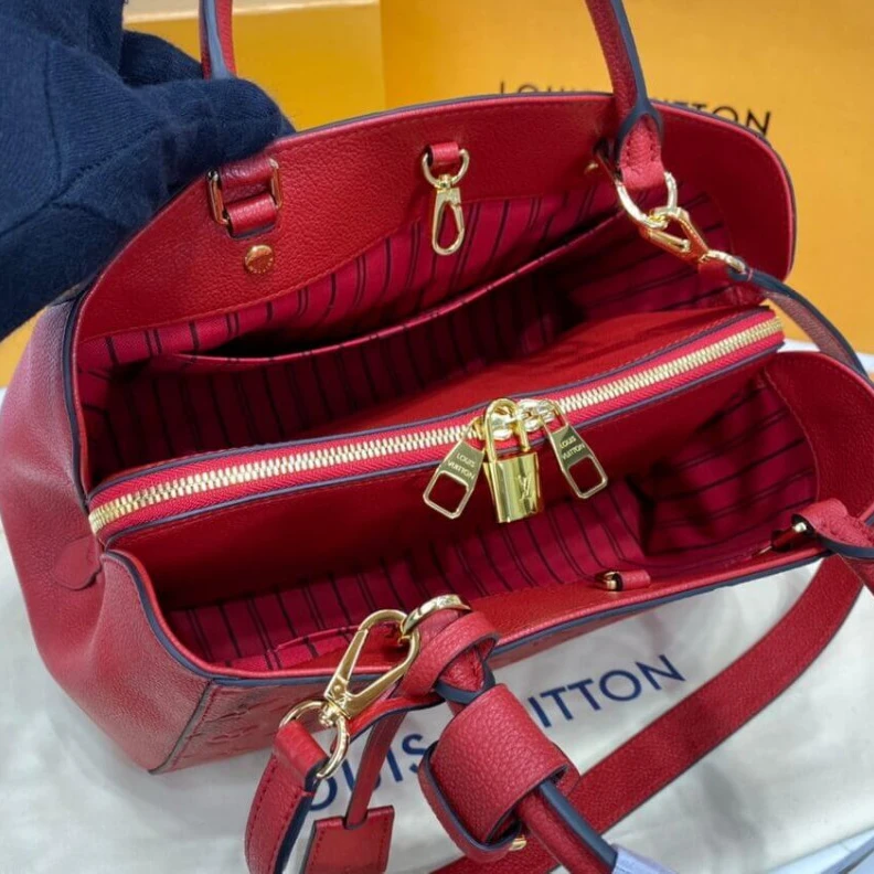 Replica bags lv Key bell Louis Vuitton Monogram Empreinte Leather Montaigne MM Red