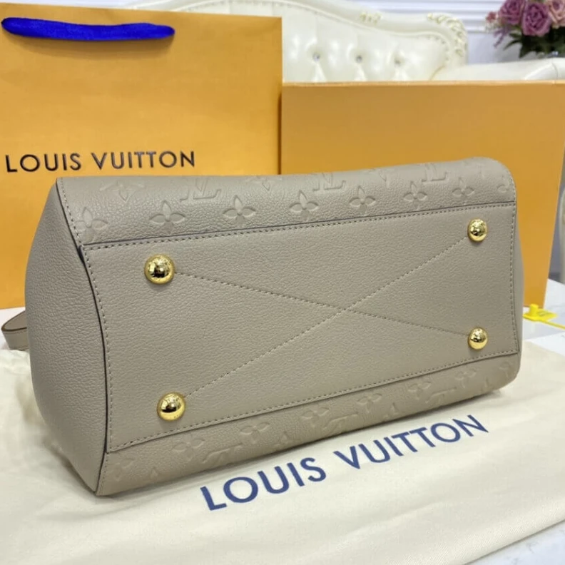 Louis vuitton locations Double sm LV Monogram Empreinte Leather Montaigne MM Tourterelle Grey