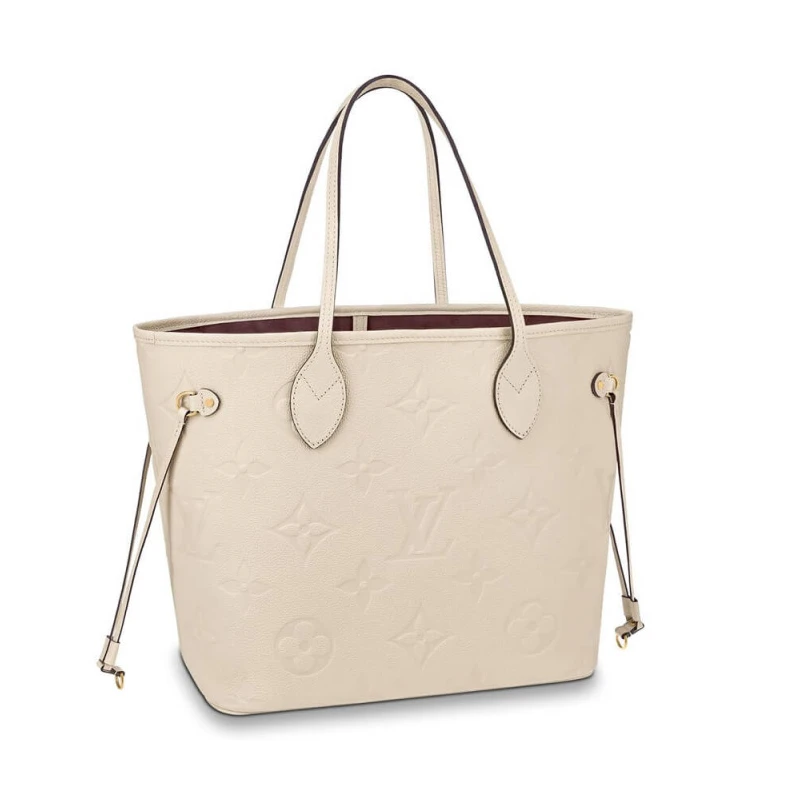 Embossed Louis Vuitton Monogram Empreinte Leather Neverfull MM Cream