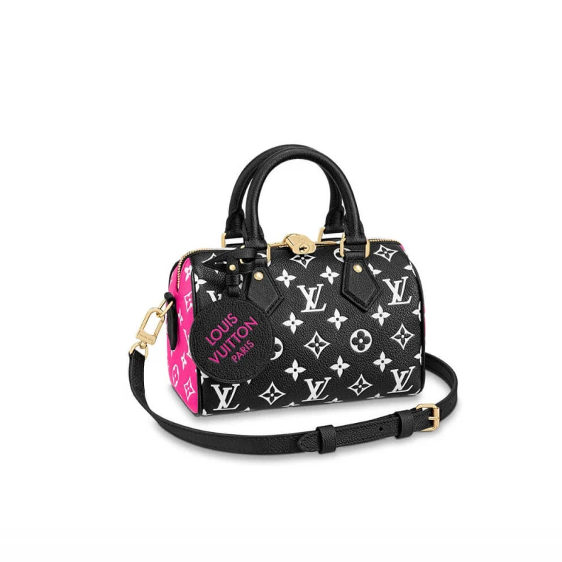 Handle:Do Louis Vuitton Monogram Empreinte Leather Speedy Bandouliere 20 Black