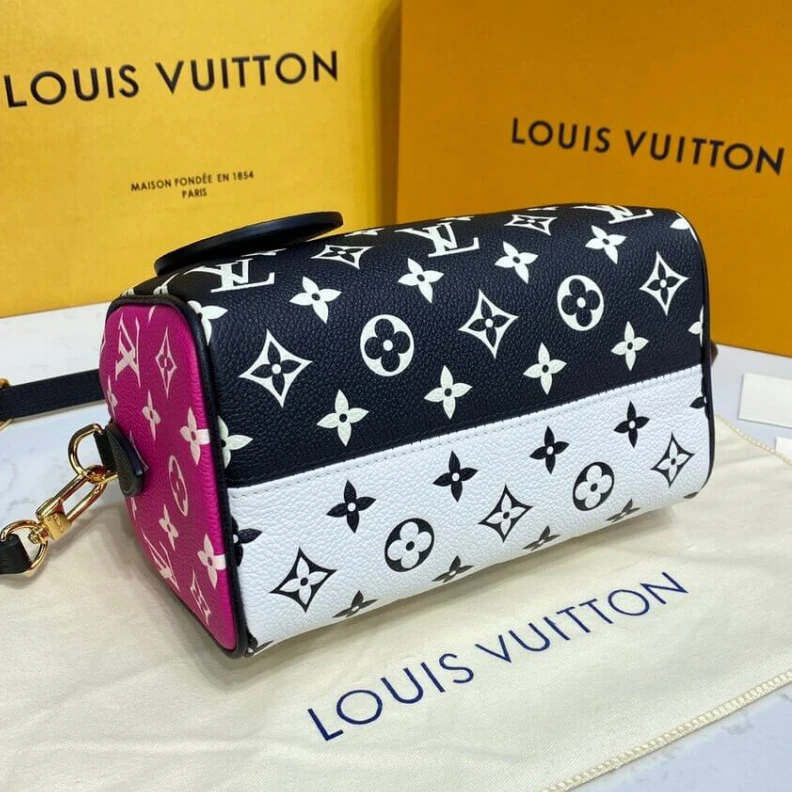 Mythick Handle:Do Louis Vuitton Monogram Empreinte Leather Speedy Bandouliere 20 Black