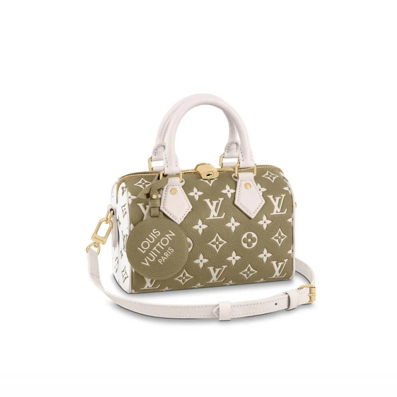 Doublezip Louis Vuitton Monogram Empreinte Leather Speedy Bandouliere 20 Khaki