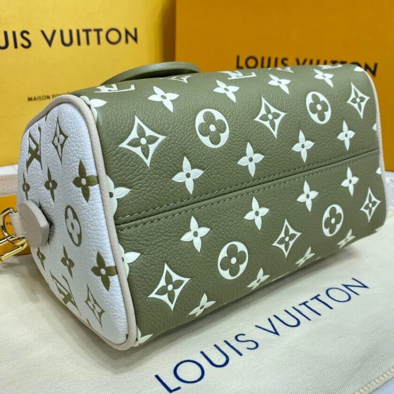 Replica bags lv Doublezip Louis Vuitton Monogram Empreinte Leather Speedy Bandouliere 20 Khaki