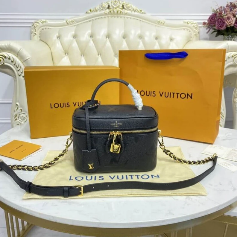 Mythick Black LV Monogram Empreinte Leather Vanity PM Black