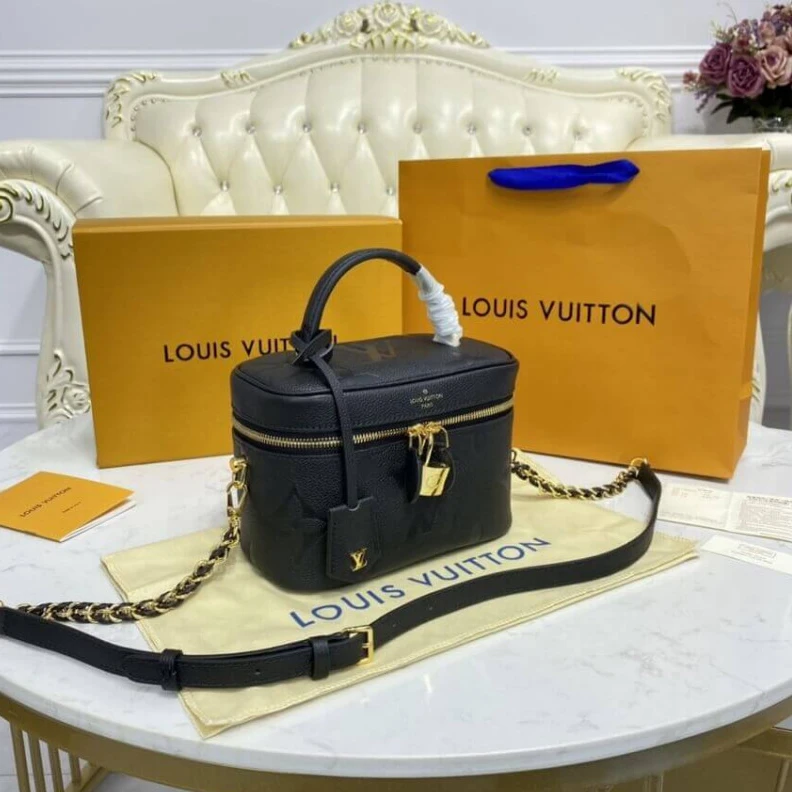 Mythick Black LV Monogram Empreinte Leather Vanity PM Black