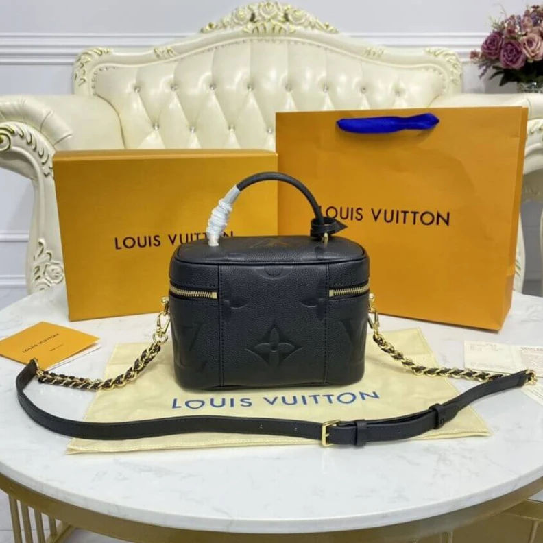 Mythick Black LV Monogram Empreinte Leather Vanity PM Black