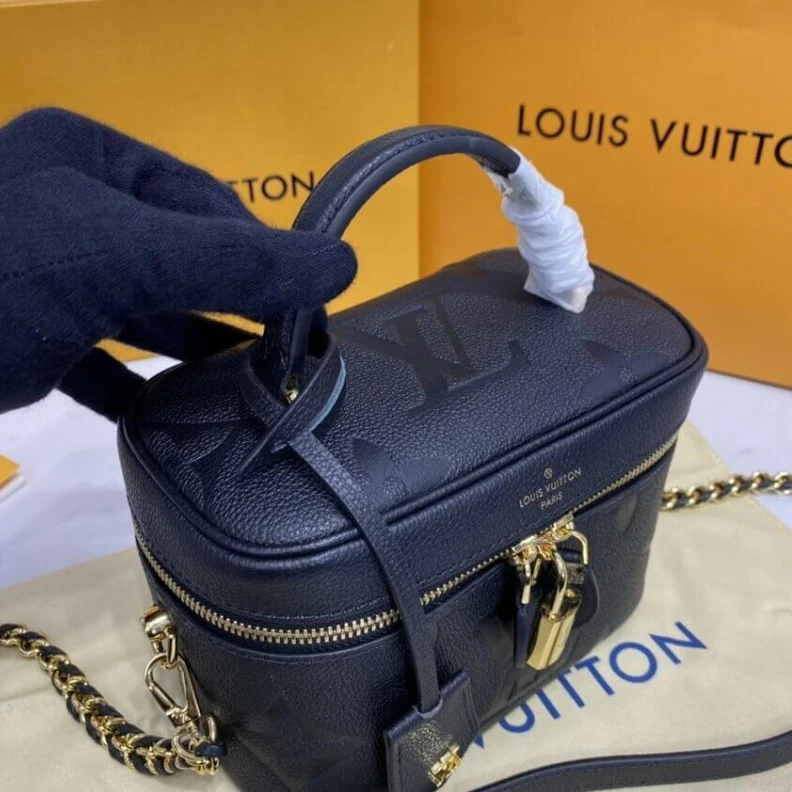 Mythick Black LV Monogram Empreinte Leather Vanity PM Black
