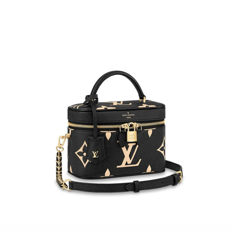 Handle: S Louis Vuitton Monogram Empreinte Leather Vanity PM Black Cream