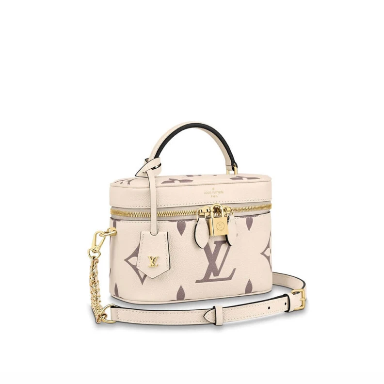 Chain: Re LV Monogram Empreinte Leather Vanity PM Creme