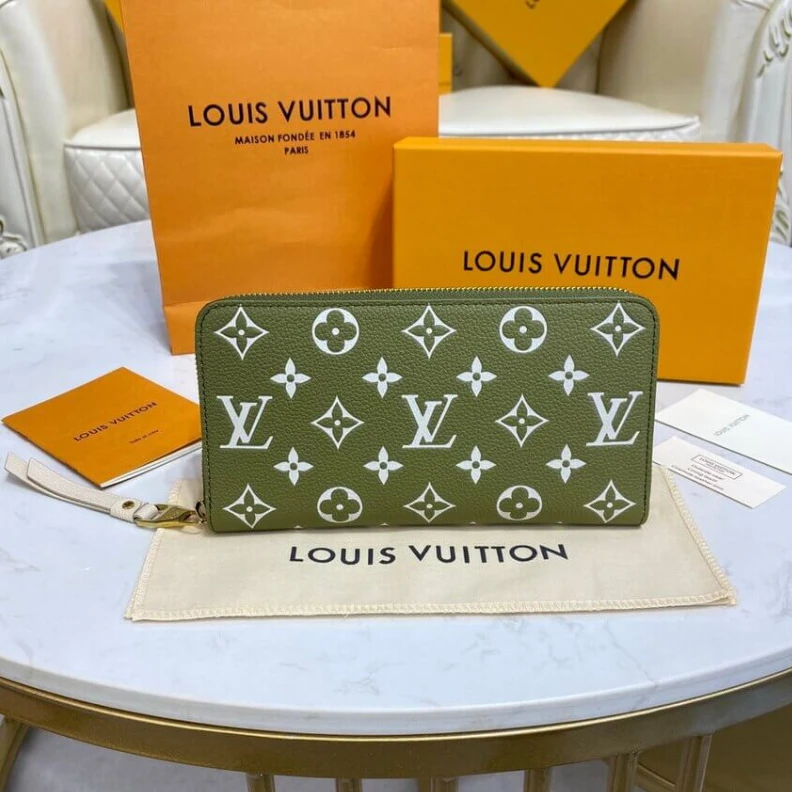 Lv belts replica 12 card s Louis Vuitton Monogram Empreinte Leather Zippy Wallet Khaki