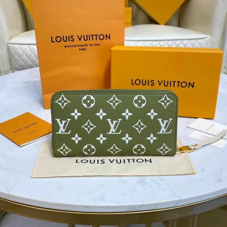 Lv belts replica 12 card s Louis Vuitton Monogram Empreinte Leather Zippy Wallet Khaki