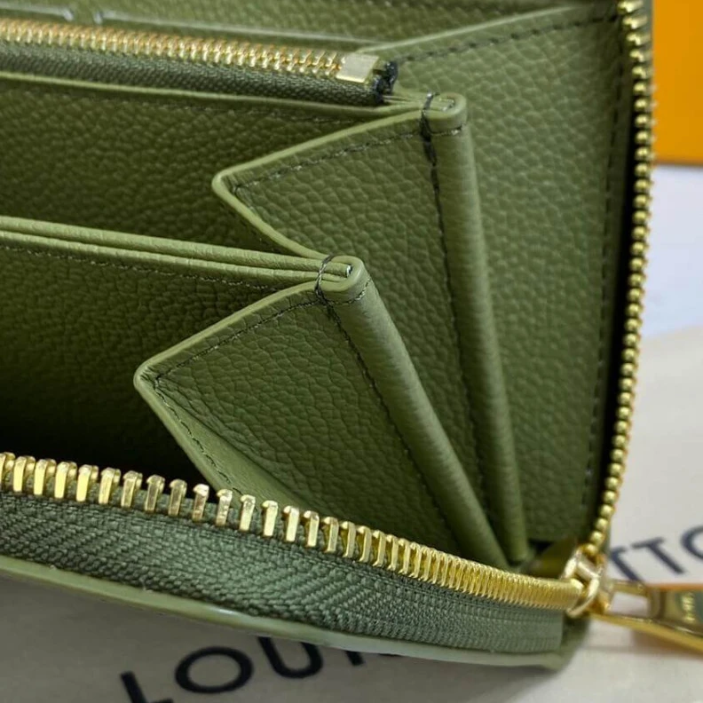 Lv belts replica 12 card s Louis Vuitton Monogram Empreinte Leather Zippy Wallet Khaki