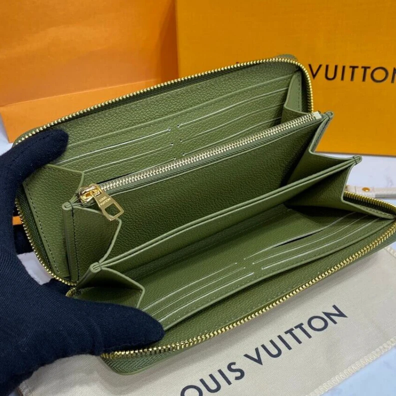 Lv belts replica 12 card s Louis Vuitton Monogram Empreinte Leather Zippy Wallet Khaki