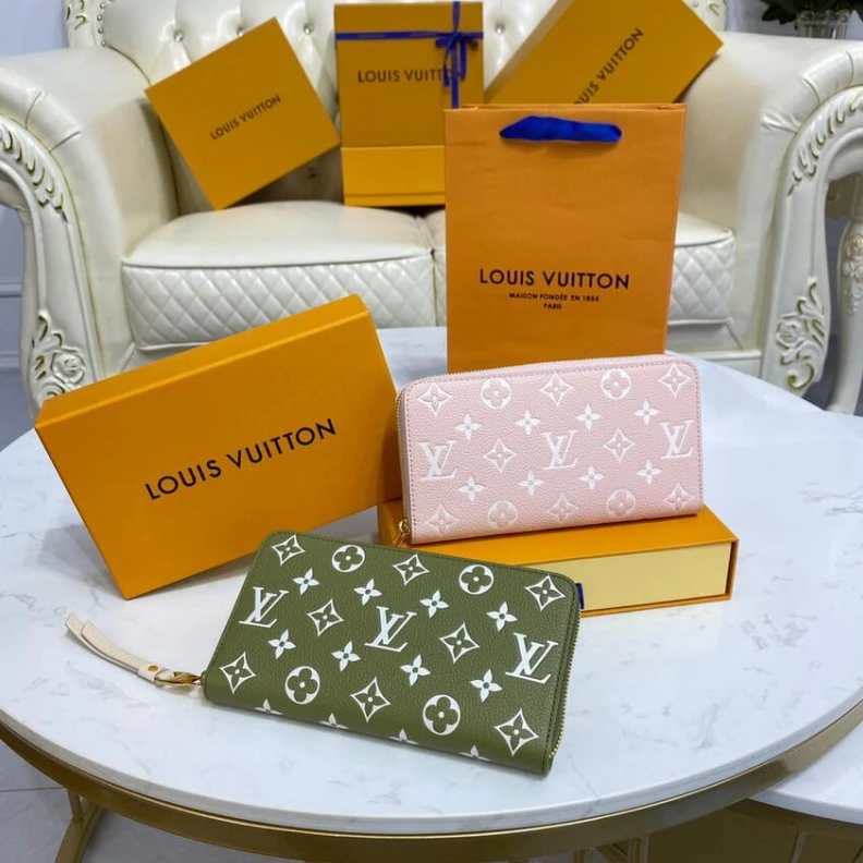 Lv belts replica 12 card s Louis Vuitton Monogram Empreinte Leather Zippy Wallet Khaki