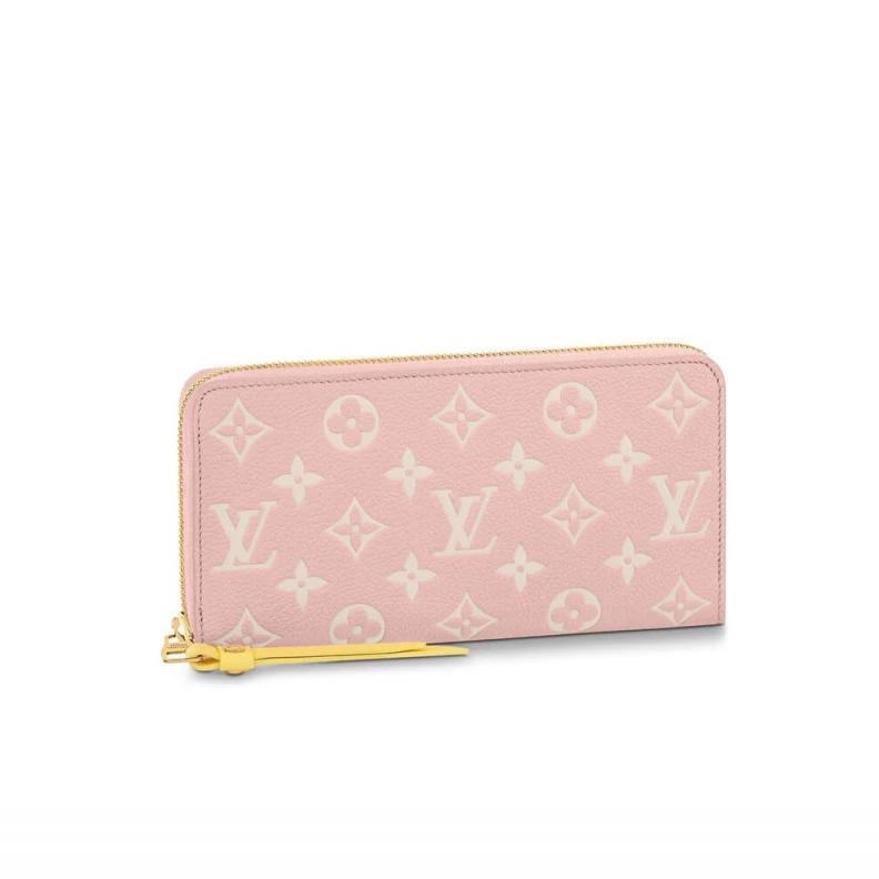 19.5 x 10 Louis Vuitton Monogram Empreinte Leather Zippy Wallet Pink