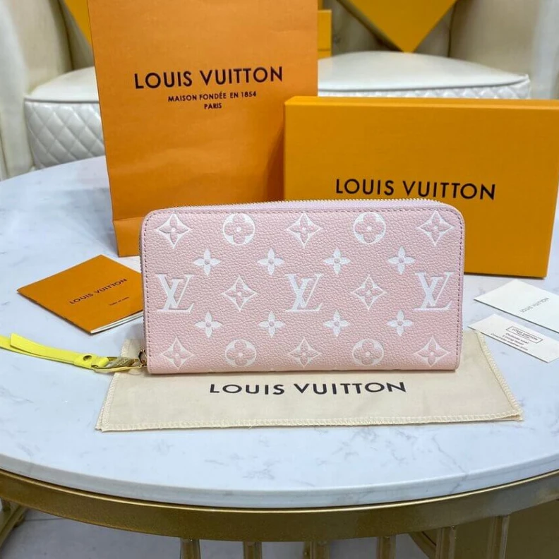 Mythick.ru 19.5 x 10 Louis Vuitton Monogram Empreinte Leather Zippy Wallet Pink