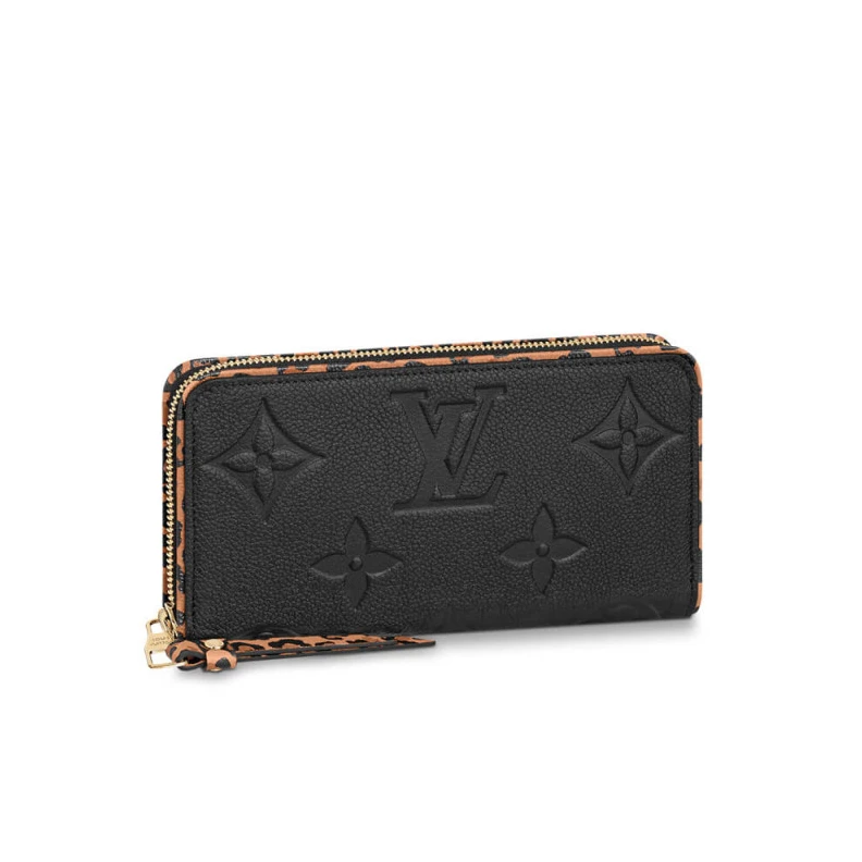 Replica bag Cowhidele Louis Vuitton Monogram Empreinte Leather with Animal-Print Zippy Wallet Black